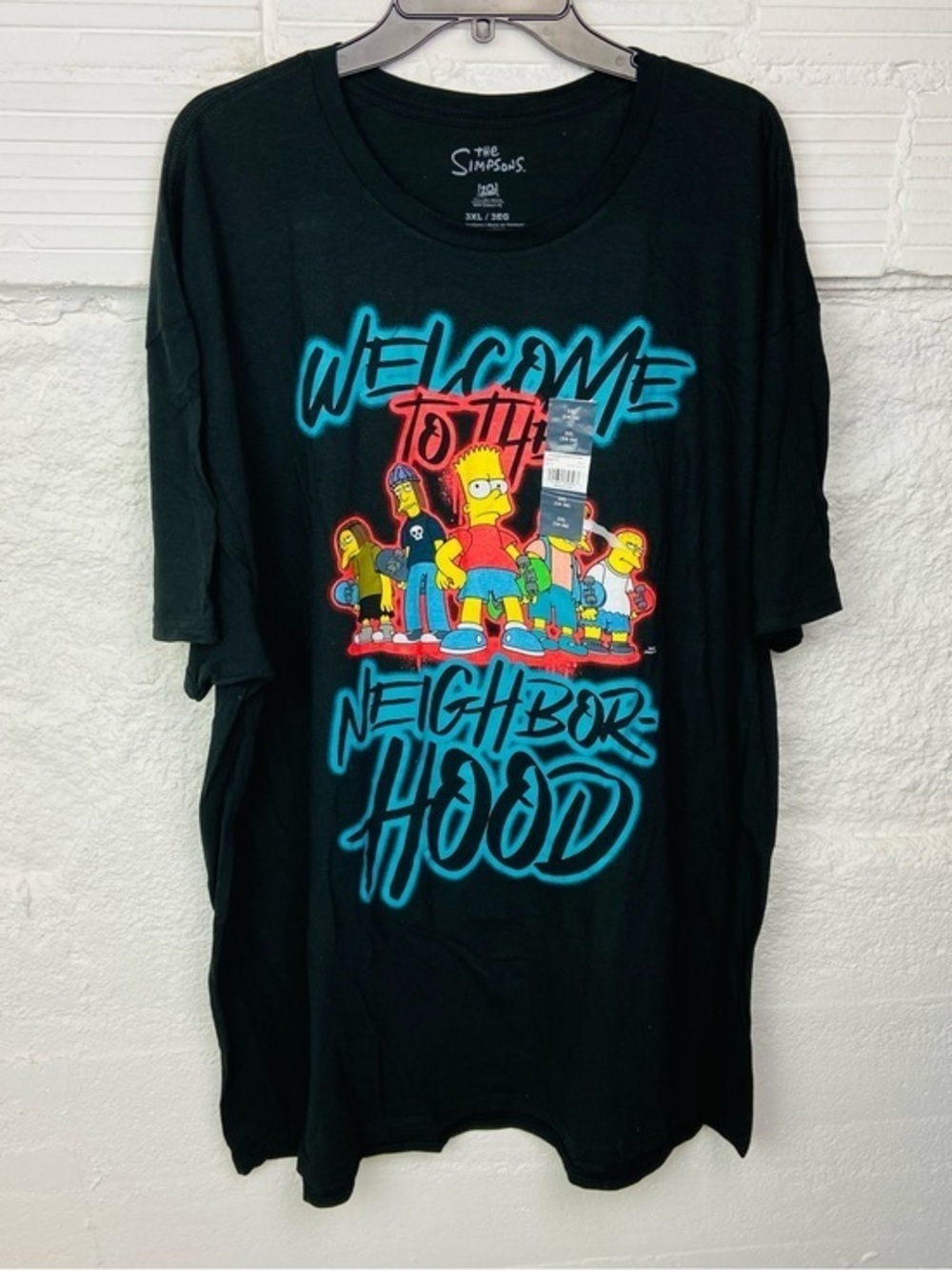 NWT The Simpsons 'Welcome to the Neighborhood' Black Graphic Tee size 3XL